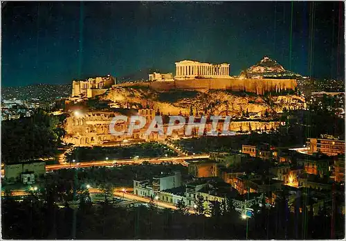 Moderne Karte Athenes L'Acropole Illuminee