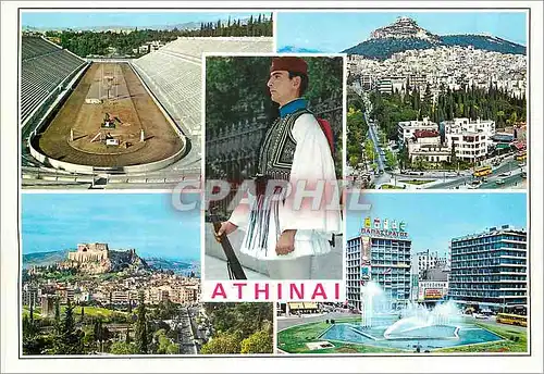 Moderne Karte Grece Souvenir d'Athenes Stade Jeux Olympiques Militaria