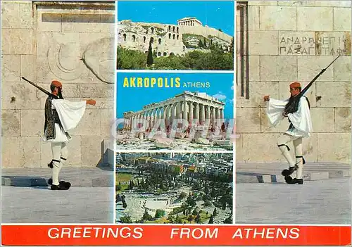 Moderne Karte Greetings from Athens Militaria