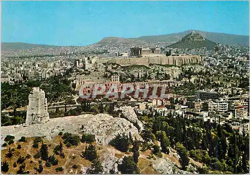 Cartes postales moderne Athenes Vue aeriennes de l'Acropole et du Monument de Philopappos