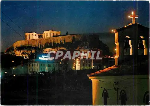 Moderne Karte Athenes L'Acropole Illuminee