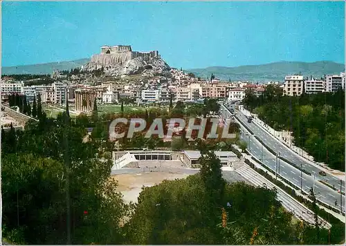 Moderne Karte Athenes Vue de l'Acropole