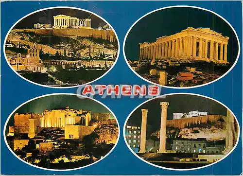 Cartes postales moderne Athenes Les Antiquites Illuminees