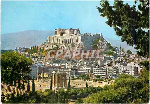Cartes postales moderne Athenes Le Temple de Jupiter Olypien et l'Acropole