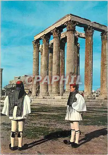 Cartes postales moderne Athenes Evzones devant le Temple de Jupiter Militaria