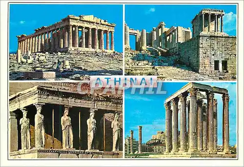 Cartes postales moderne Athenes Parthenon Propylees Caryatides Temple de Zeus