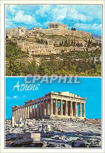 Moderne Karte Athene vue de l'Acropole Le Parthenon