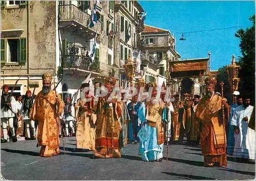 Cartes postales moderne Corfou La Procession de St Spiridion Folklore