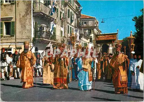 Moderne Karte Corfou La Procession de St Spiridion Folklore