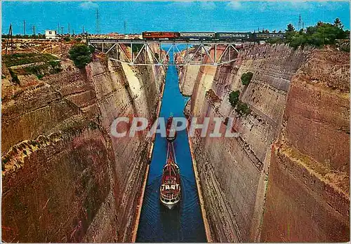 Cartes postales moderne Corinthe Grece Bateau Train