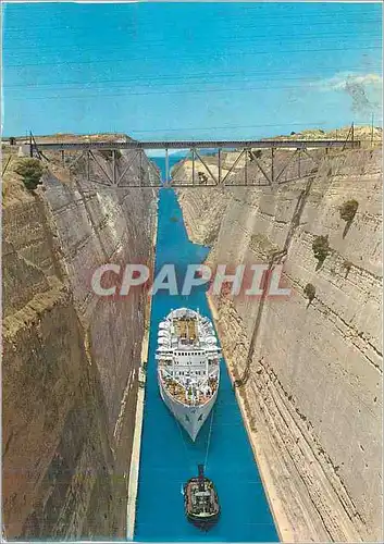 Moderne Karte Corinthe Le Canal Bateaux