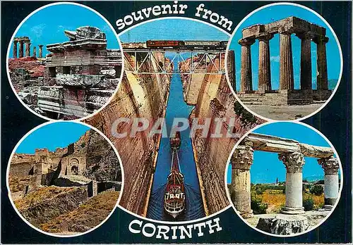 Cartes postales moderne Corinthe Bateaux Train