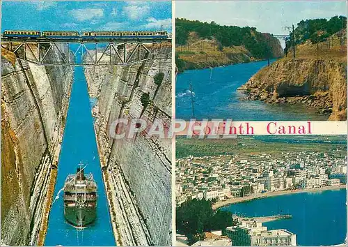 Cartes postales moderne Corinthe Bateau Train