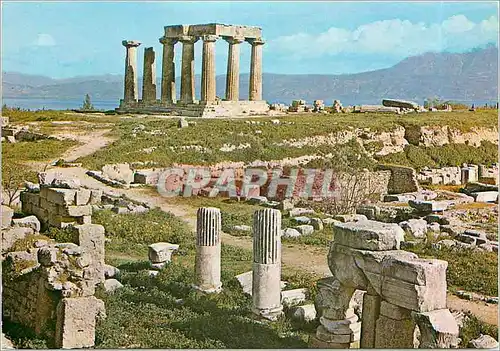 Moderne Karte Ancienne Corinthe Le Temple Archaique d'Apollon dominant les Ruines de l'Agora Antique Vue prise