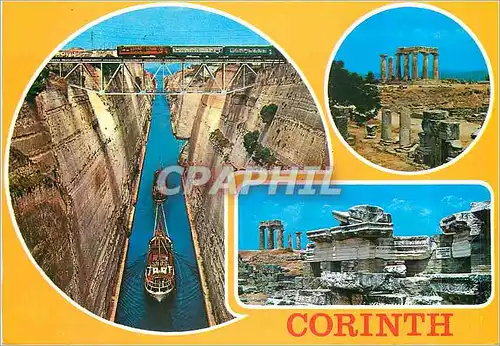 Cartes postales moderne Corinthe Bateau Train