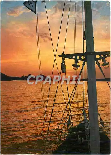 Moderne Karte Grece Coucher du Soleil Bateau