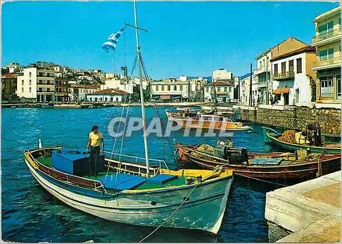 Moderne Karte Crete Ayios Nicolaos Vue Partielle de la Ville Bateaux