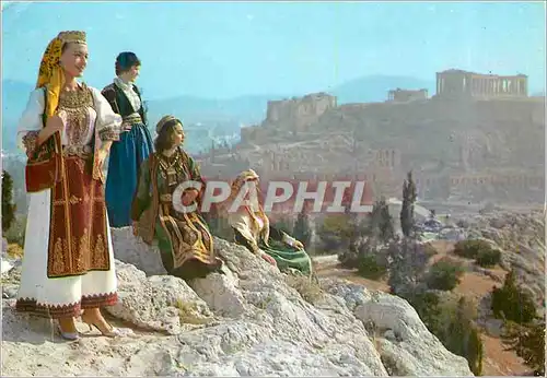 Moderne Karte Costumes Grecs Attique Folklore