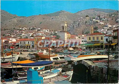 Moderne Karte Grece Hydra Vue Partielle du Port Bateaux