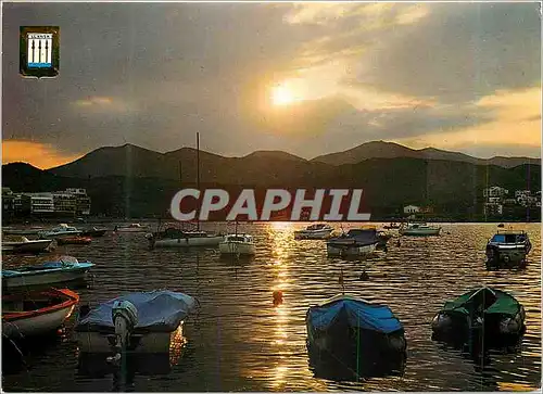 Moderne Karte Port de Llansa (Costa Brava) Coucher de Soleil Bateaux