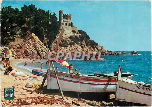 Cartes postales moderne Lloret de Mar Gerona Espana Plage et Ch�teau Bateau Enfant