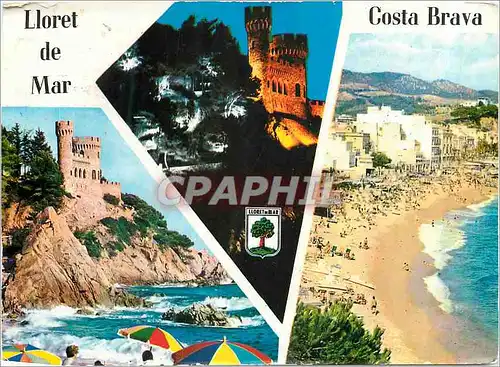 Moderne Karte Lloret de Mar Costa Brava Plage et Chateau