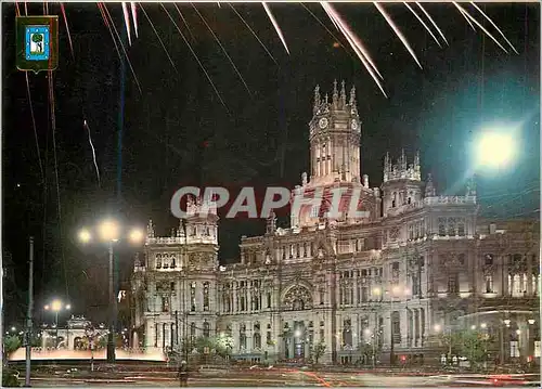 Moderne Karte Madrid Palais de Communications Vue Nocturne