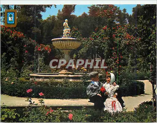 Moderne Karte Madrid Parc du Retiro la Roseraire Couple Typique Folklore