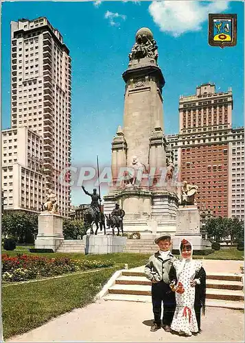 Cartes postales moderne Madrid Place d'Espagne Don Quichotte Cervantes