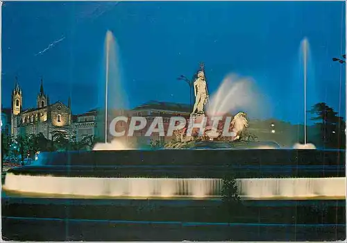 Cartes postales moderne Madrid Fontaine de Neptune Vue Nocturne