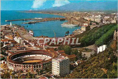 Cartes postales moderne Malaga Vista Parcial Vue Partielle Arenes Corrida Bateau
