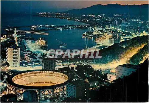 Cartes postales moderne Malaga Vue Partielle la Nuit Corrida Arenes