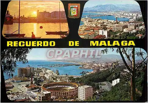 Cartes postales moderne Malaga Vista General Plaza de Toros y Puerto Corrida Arenes