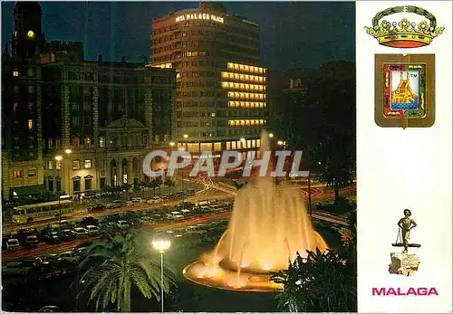 Cartes postales moderne Malaga Vista Nocturna de la Plaza de la Marina Hotel Malga Palacio