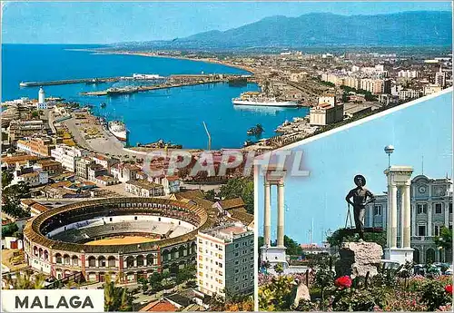 Cartes postales moderne Malaga Port et Place de Queipo de Llano Arenes Corrida