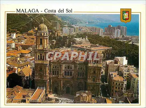 Moderne Karte Malaga Costa Del Sol Vue Aerienne de la Cathedrale