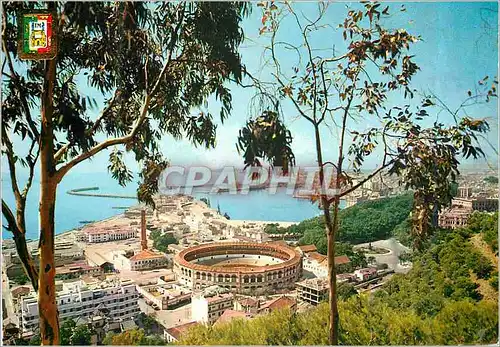 Moderne Karte Malaga Place des Taureaux et Port Corrida Arenes