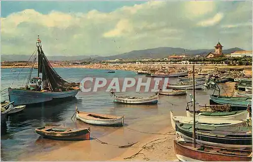 Moderne Karte Costa Brava Palamos Vue de la Plage Bateaux