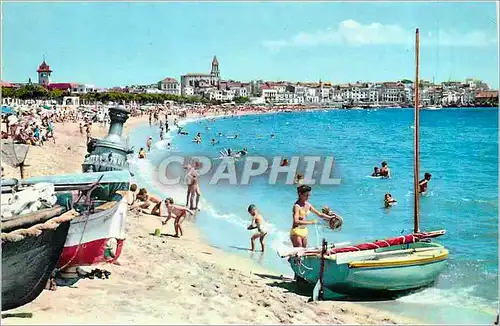 Moderne Karte Costa Brava Palamos Vue Generale de la Plage Bateaux