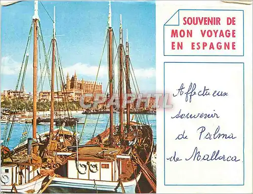 Moderne Karte Souvenir de mon Voyage en Espagne Bateaux Mallorca