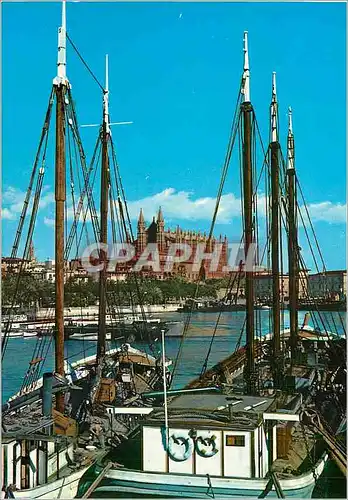 Cartes postales moderne Mallorca (Baleares) Espana Palma la Catedral desde el Muelle de Pescadores Bateaux