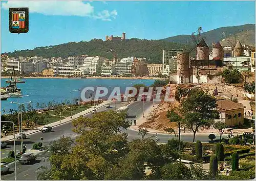 Cartes postales moderne Mallorca Palma Promenade Maritime et Moulins Jonquet