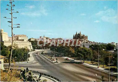 Moderne Karte Palma de Mallorca Paseo Maritimo y la Catedral