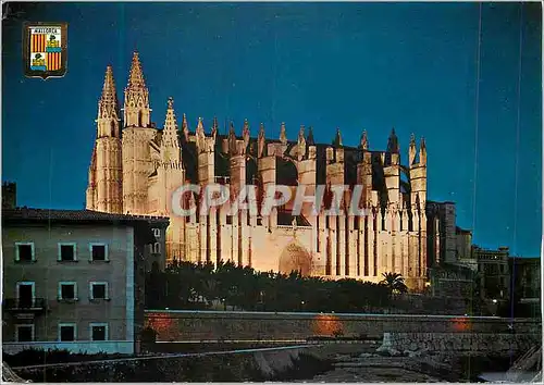 Moderne Karte Mallorca (Palma) la Cathedrale Vue Nocturne