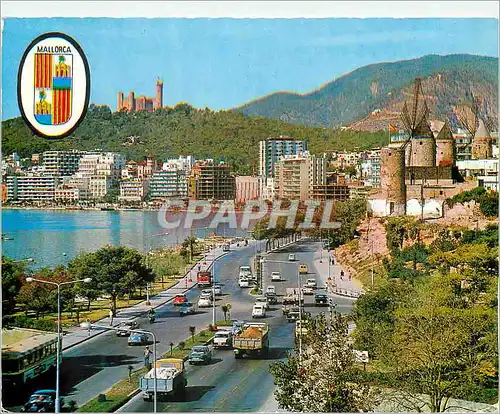 Cartes postales moderne Mallorca Paseo Maritimo Molinos y Castillo de Bellver