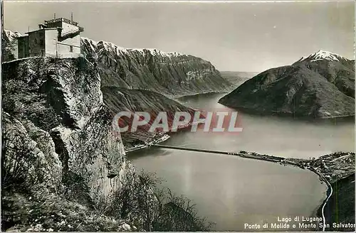 Moderne Karte Lago di Lugano Ponte di Melide e Monte San Salvator