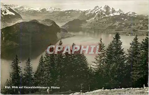 Moderne Karte Rigi Blick auf Vierwaldstattersee u Pilatus