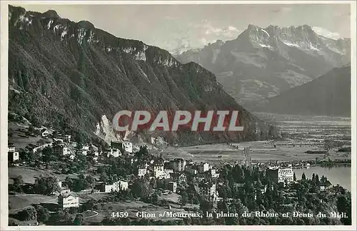 Moderne Karte Glion s Montreux la Plaine du Rhone et Dents du Midi