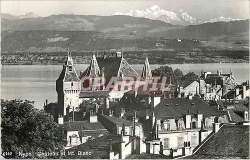 Moderne Karte Nyon Chateau et Mt Blanc