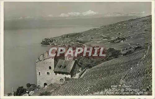 Moderne Karte Cully et la Tour de Marsens vus de l'Hotel du Signal de Chexbres